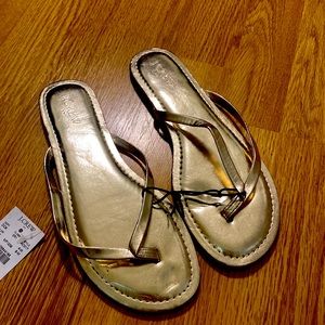 JCrew Gold flip flops